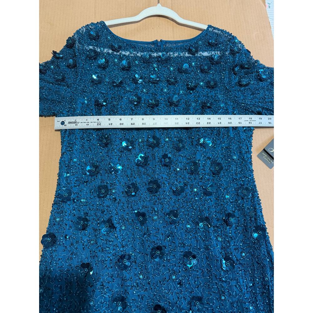 NWT Adrianna Papell Floral Beaded Blue Gown Mother of Bride Wedding Guest Dress - Picture 13 of 16